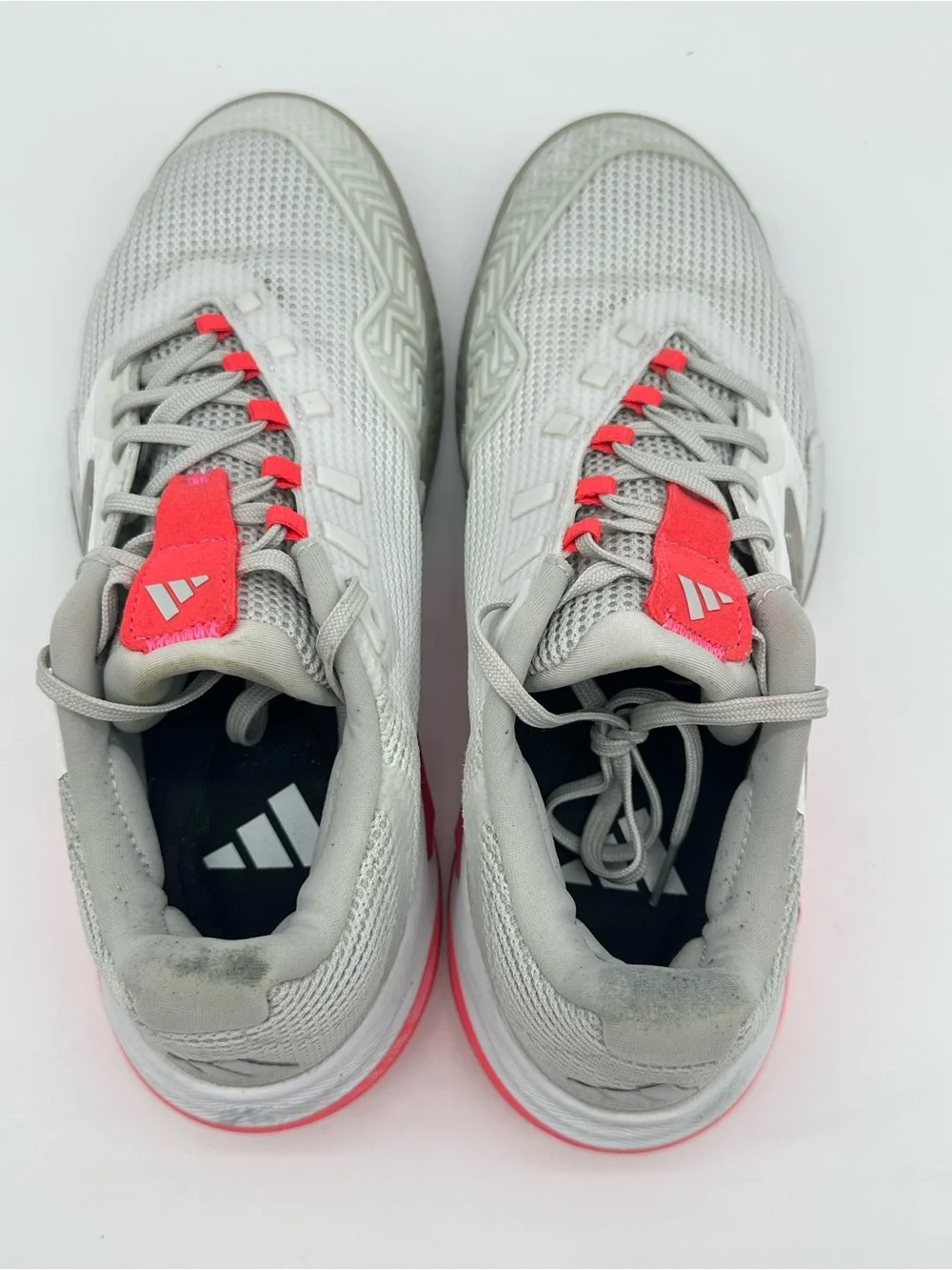 adidas Barricade Light Gray and Coral Court Shoes - Picture 5 of 10